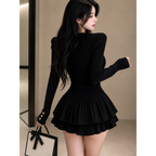 Y2K Kawaii Knitted Two-Piece Set – Elegant Mini Skirt Suit - Bottoms - Short - Round - Clothing Sets - 4