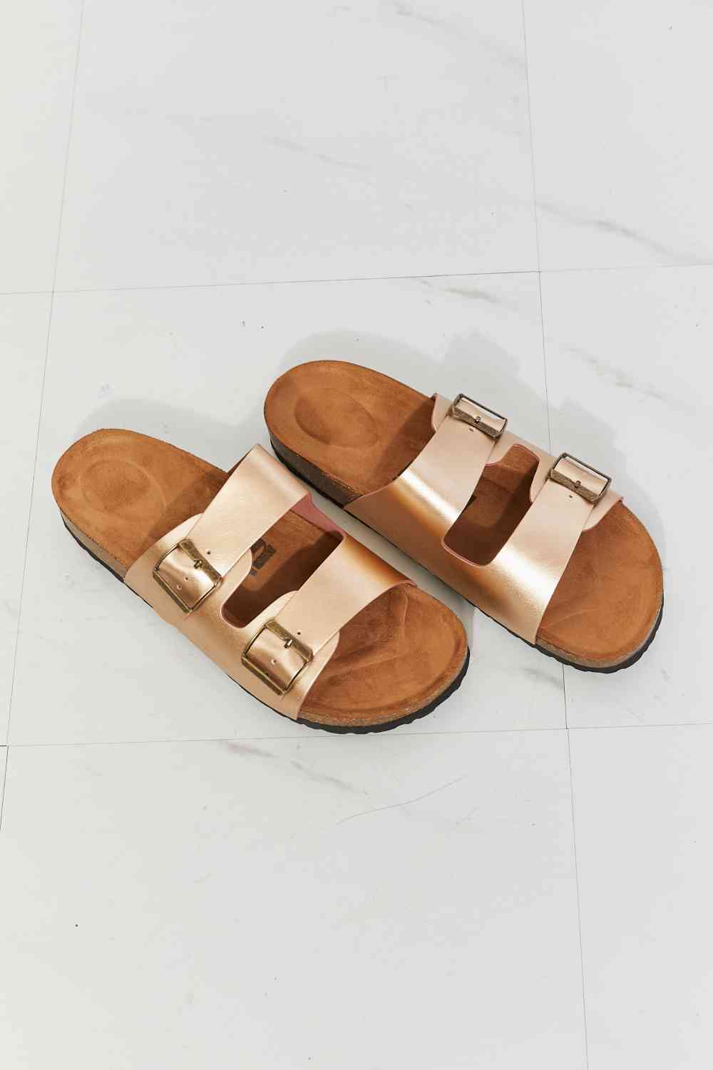 Best Life Double-Banded Slide Sandal in Gold - Accessories - Shoes - 6 - 2024