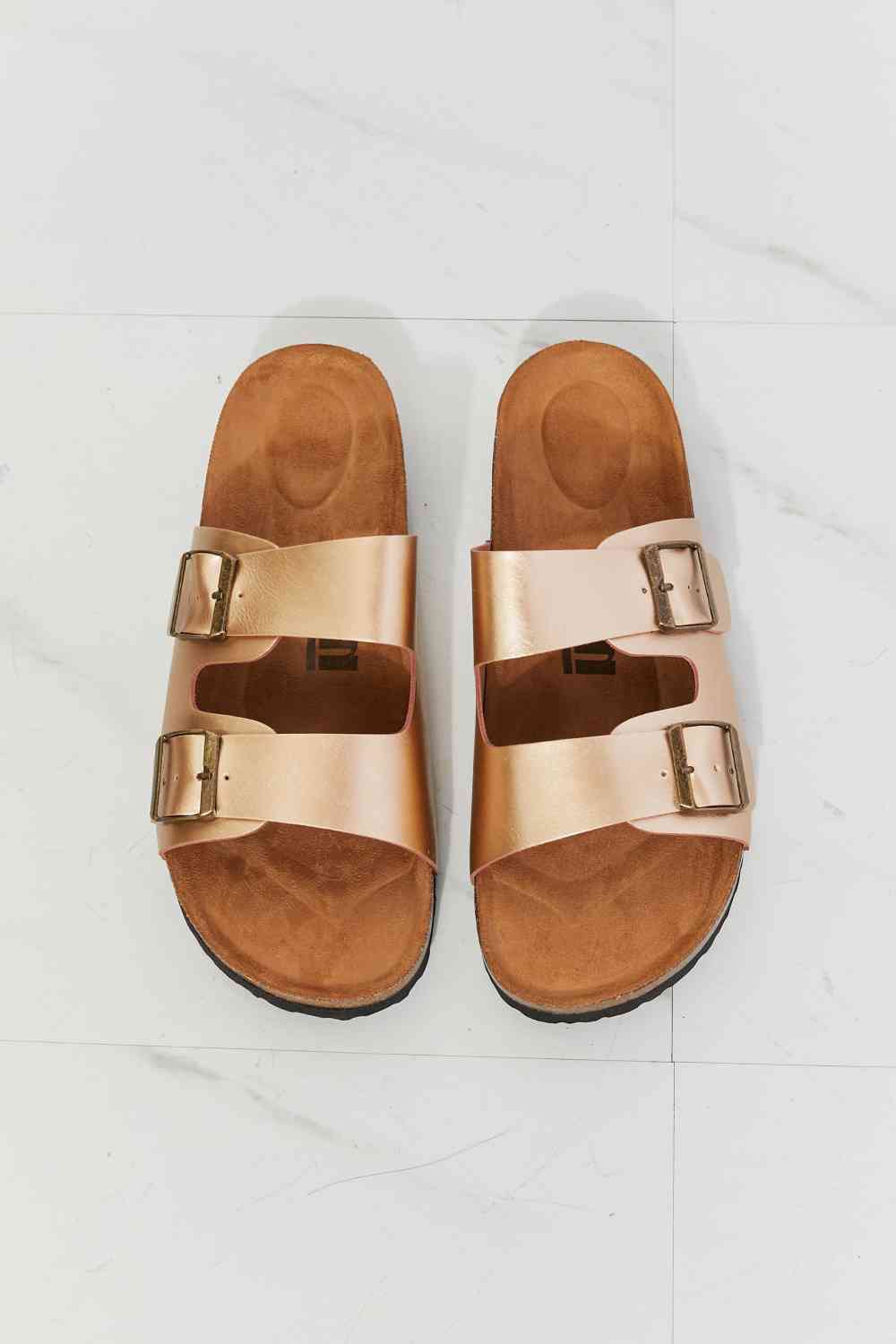 Best Life Double-Banded Slide Sandal in Gold - Accessories - Shoes - 4 - 2024