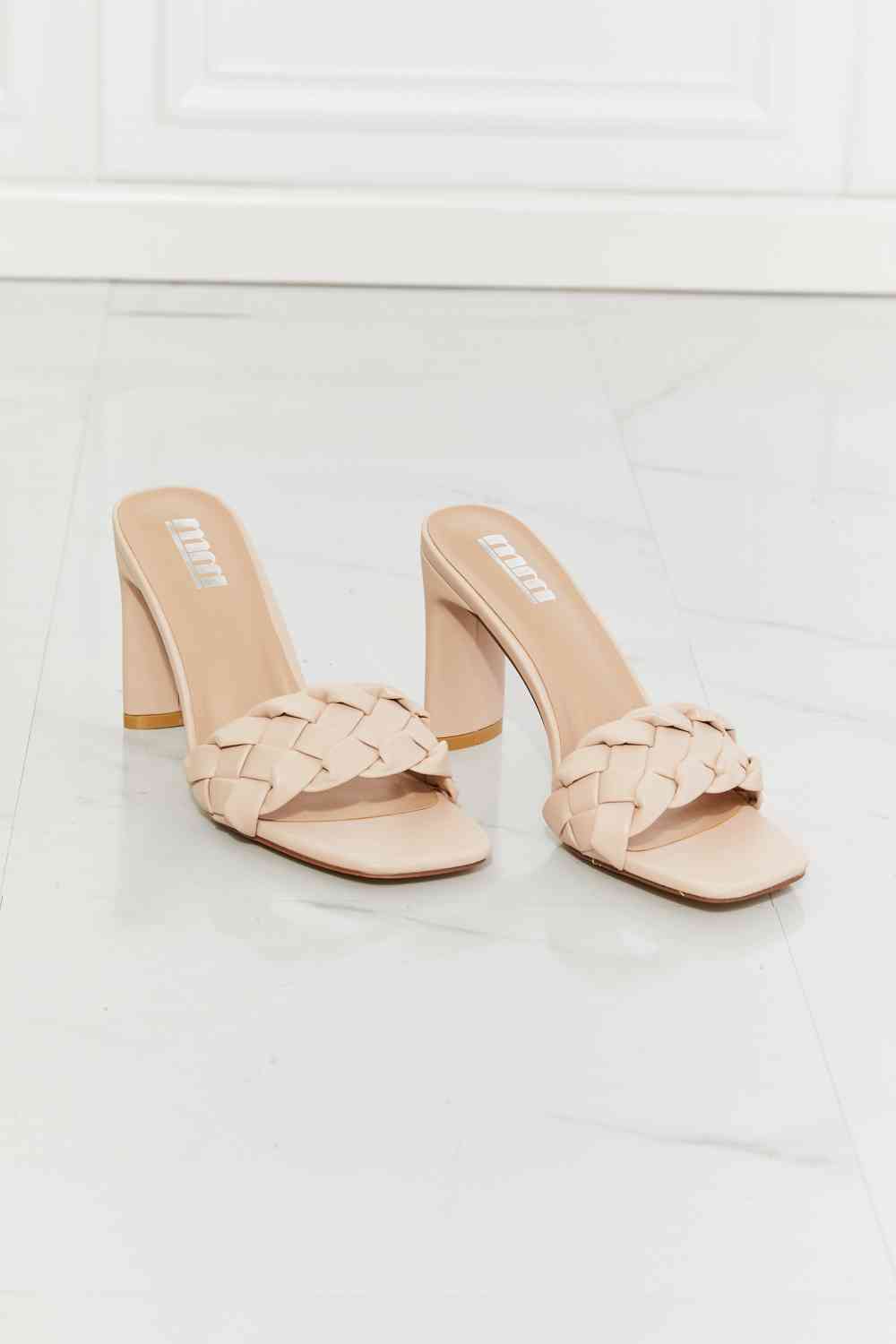 Braided Block Heel Sandals in Beige - Accessories - Shoes - 4 - 2024