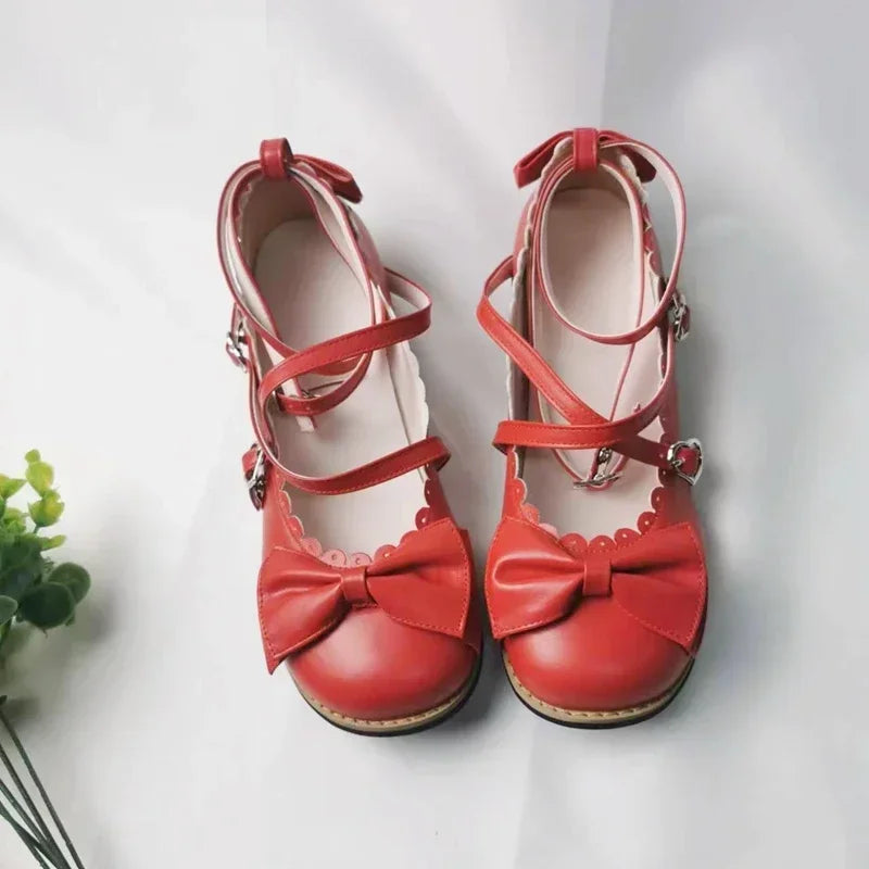 Cute Cross-Strap Flats - Princess Party Shoes - Red / 35 - Accessories - Shoes - 3 - 2024