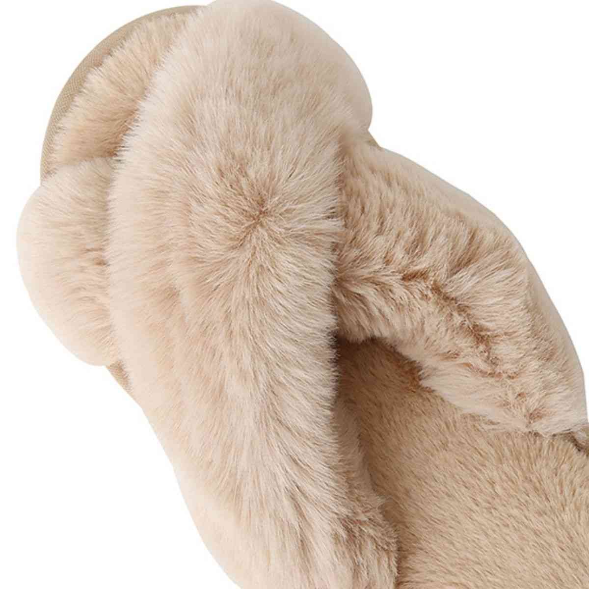 Faux Fur Crisscross Strap Slippers - Accessories - Shoes - 16 - 2024