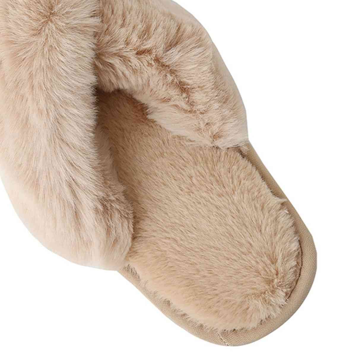 Faux Fur Crisscross Strap Slippers - Accessories - Shoes - 15 - 2024