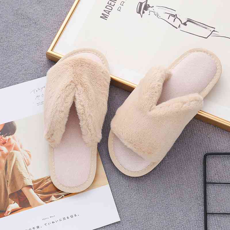 Faux Fur Open Toe Slippers - Accessories - Shoes - 14 - 2024