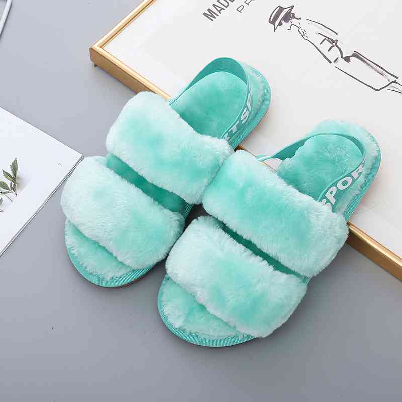 Faux Fur Open Toe Slippers - Light Blue / S - Accessories - Shoes - 16 - 2024