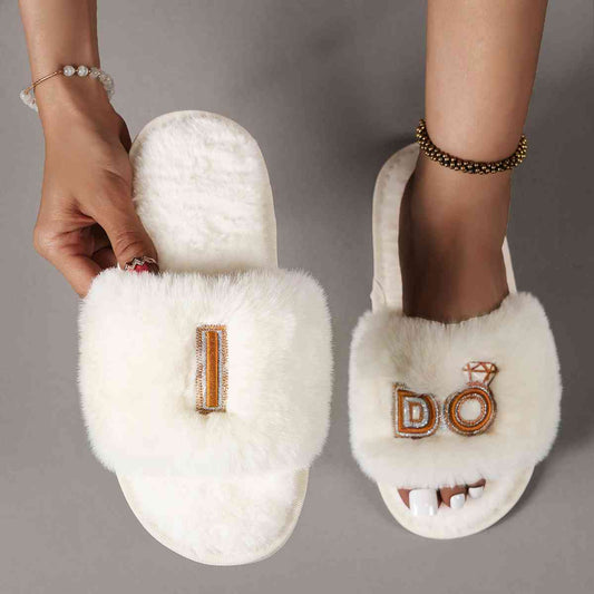 Faux Fur Open Toe Slippers - Accessories - Shoes - 2 - 2024