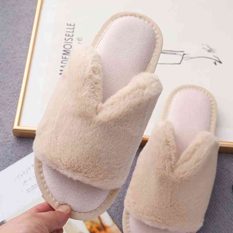 Faux Fur Open Toe Slippers - Accessories - Shoes - 15 - 2024