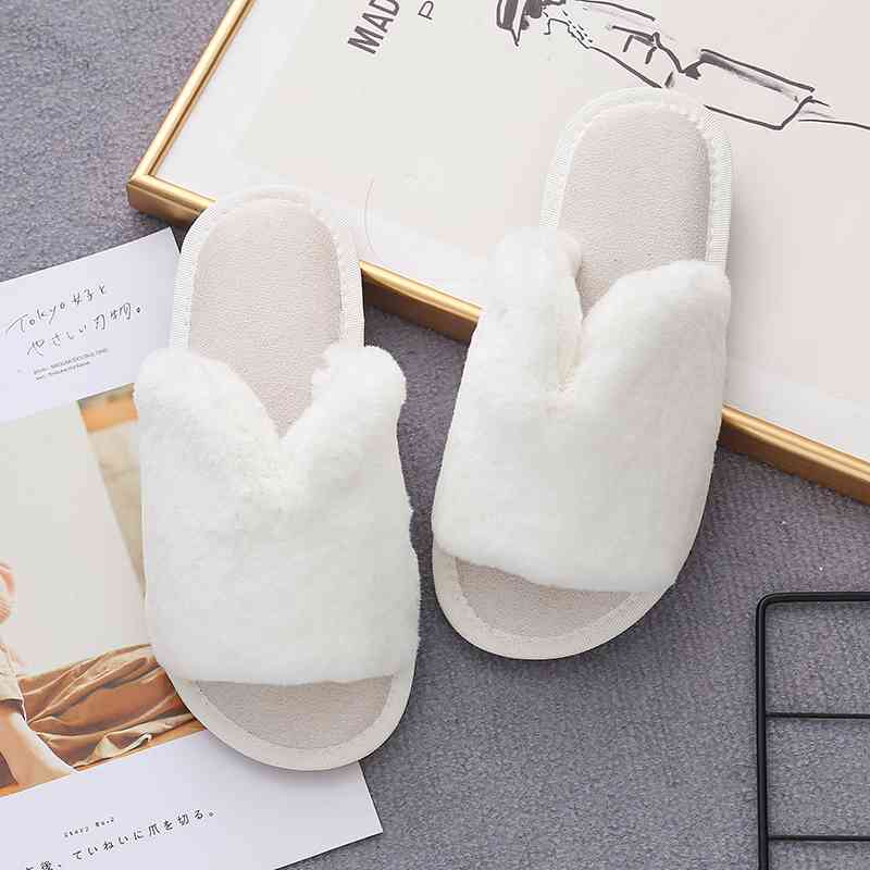Faux Fur Open Toe Slippers - Accessories - Shoes - 20 - 2024