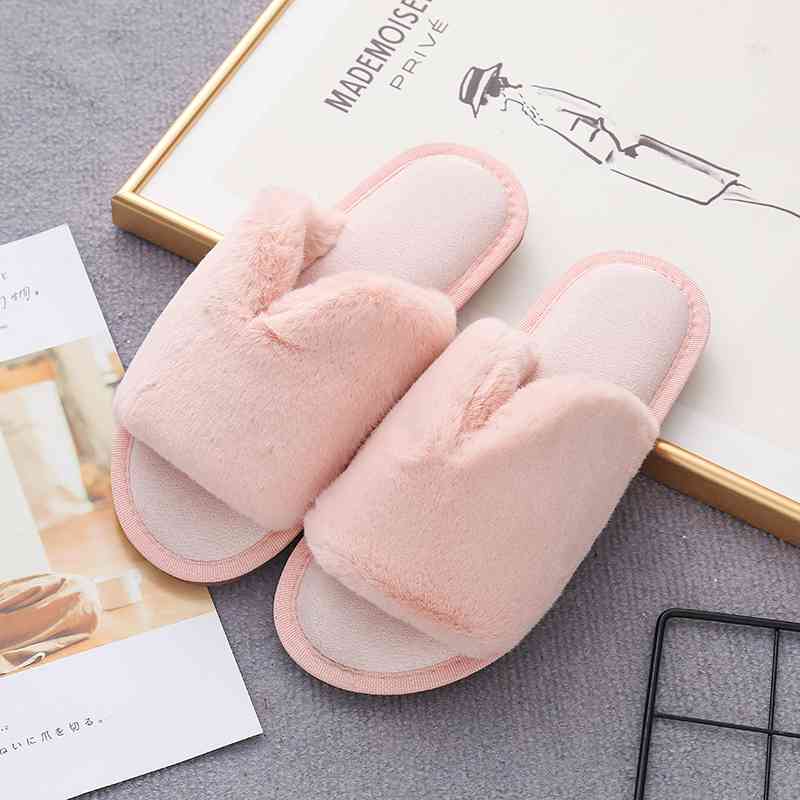 Faux Fur Open Toe Slippers - Pink / S - Accessories - Shoes - 3 - 2024