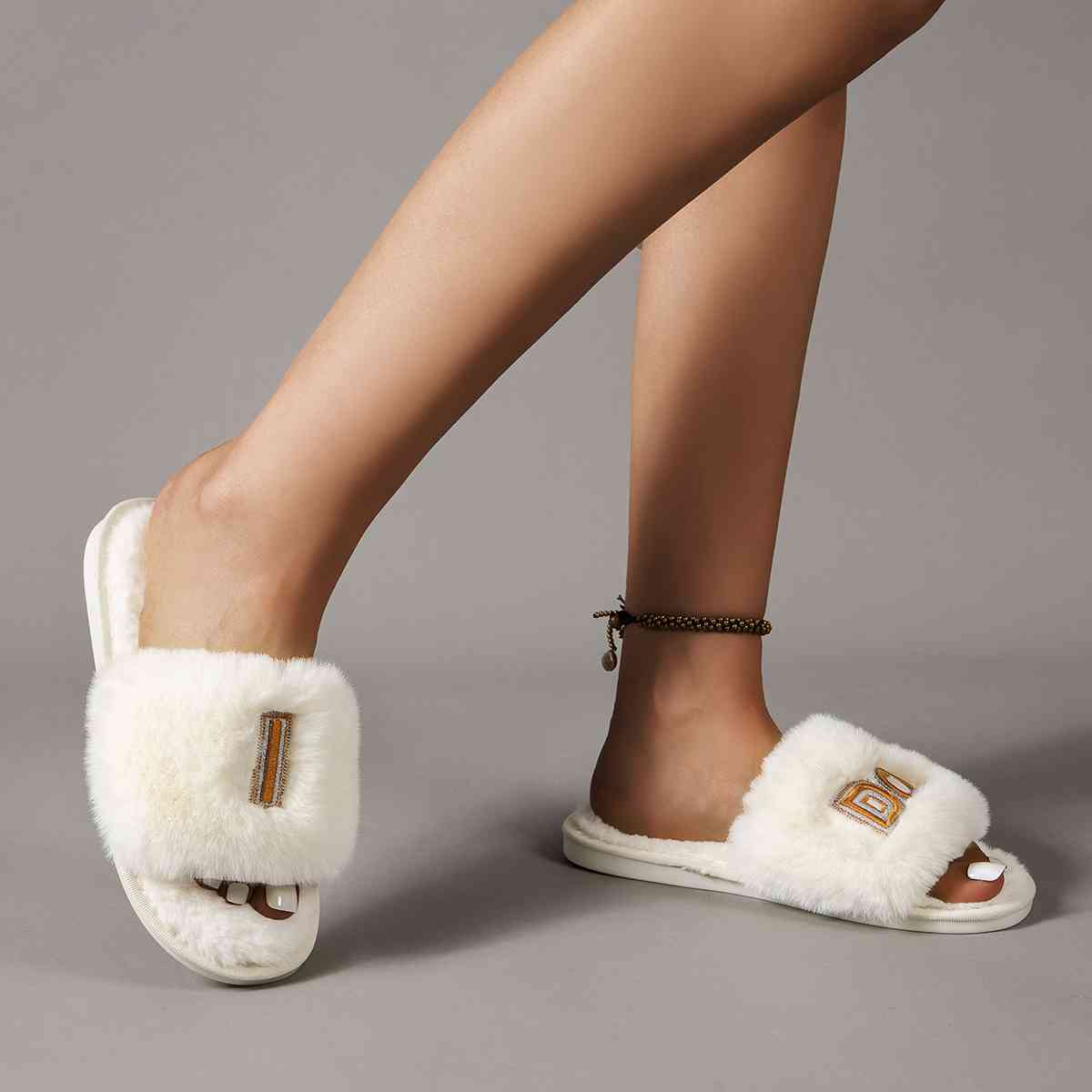 Faux Fur Open Toe Slippers - Accessories - Shoes - 3 - 2024