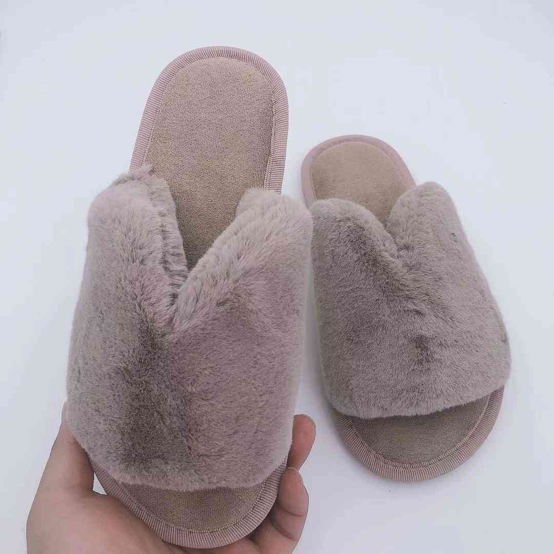 Faux Fur Open Toe Slippers - Brown / S - Accessories - Shoes - 22 - 2024
