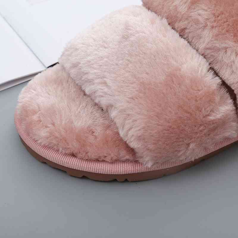 Faux Fur Open Toe Slippers - Accessories - Shoes - 26 - 2024