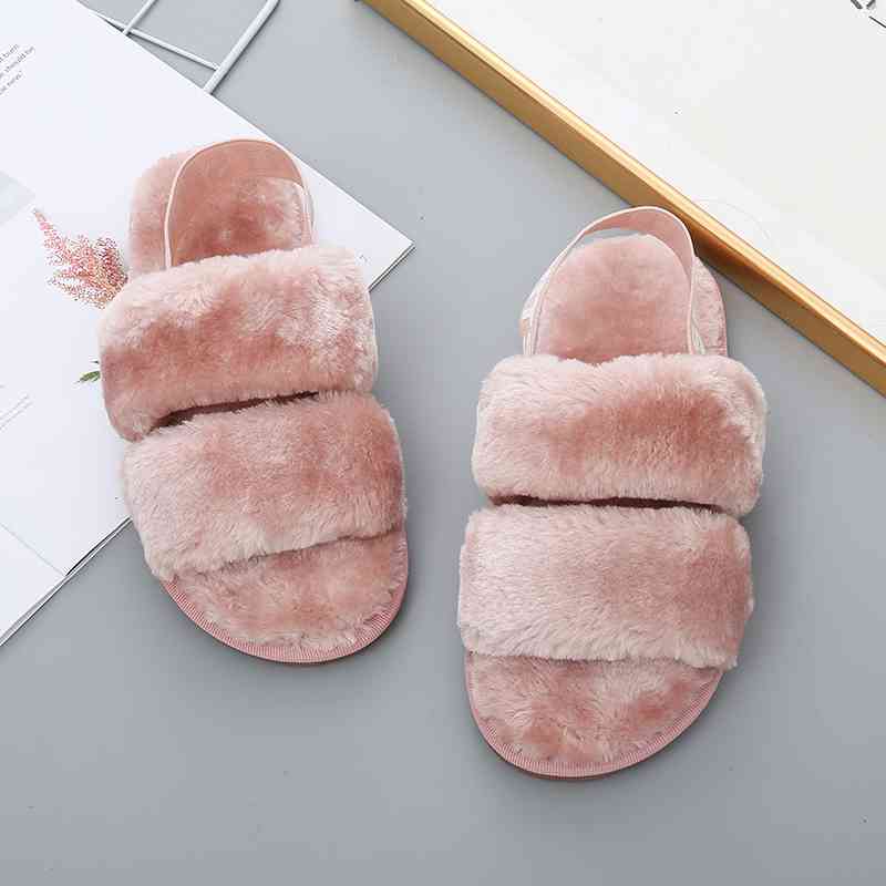 Faux Fur Open Toe Slippers - Accessories - Shoes - 25 - 2024