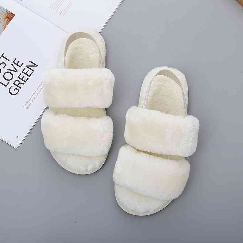 Faux Fur Open Toe Slippers - Accessories - Shoes - 19 - 2024