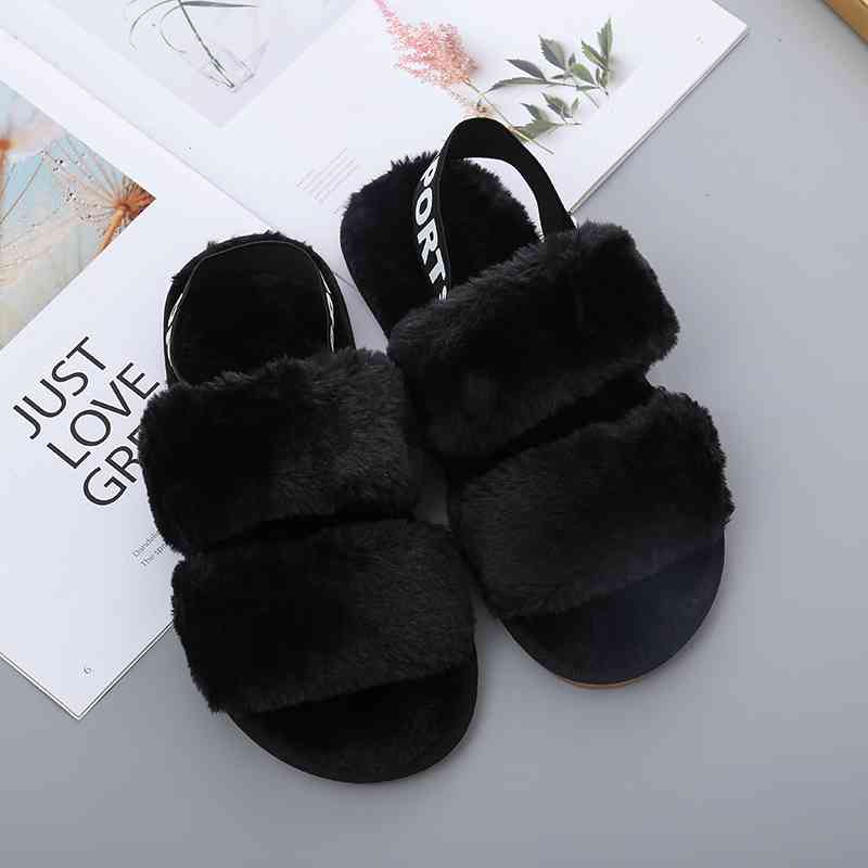 Faux Fur Open Toe Slippers - Accessories - Shoes - 13 - 2024
