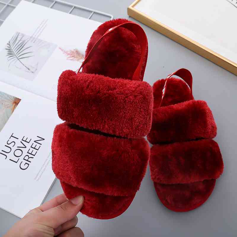 Faux Fur Open Toe Slippers - Accessories - Shoes - 23 - 2024
