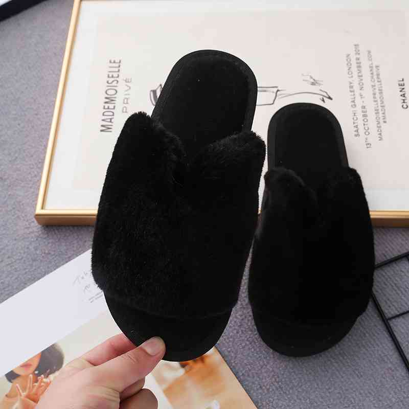 Faux Fur Open Toe Slippers - Accessories - Shoes - 18 - 2024