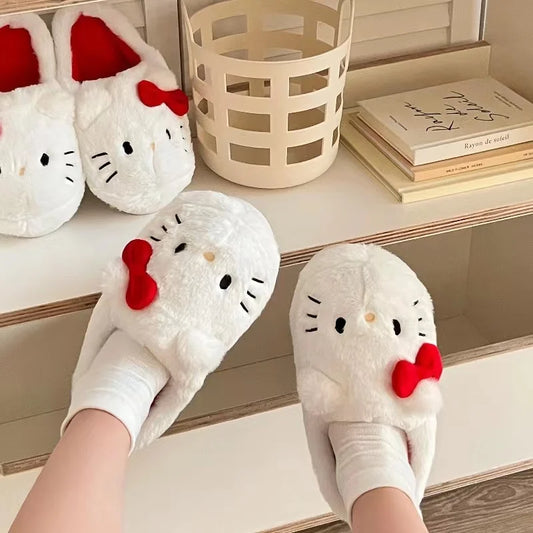 Hello Kitty Plush Slippers - Cozy Winter Gifts - Accessories - Shoes - 2 - 2024