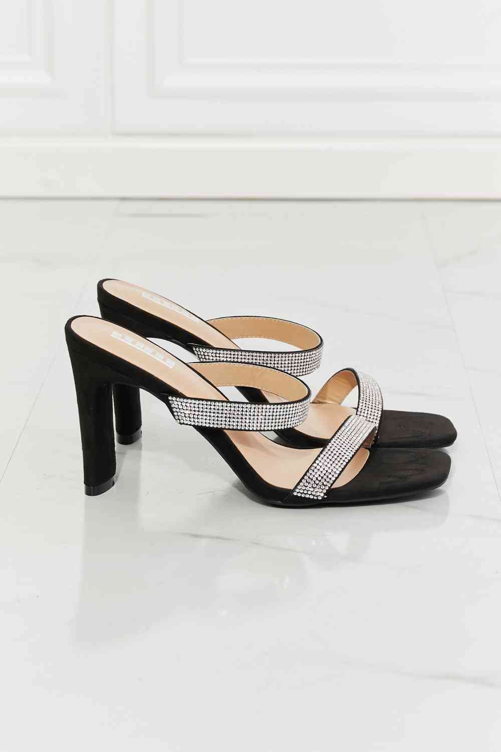 Leave A Little Sparkle Rhinestone Block Heel Sandal in Black - Accessories - Shoes - 5 - 2024