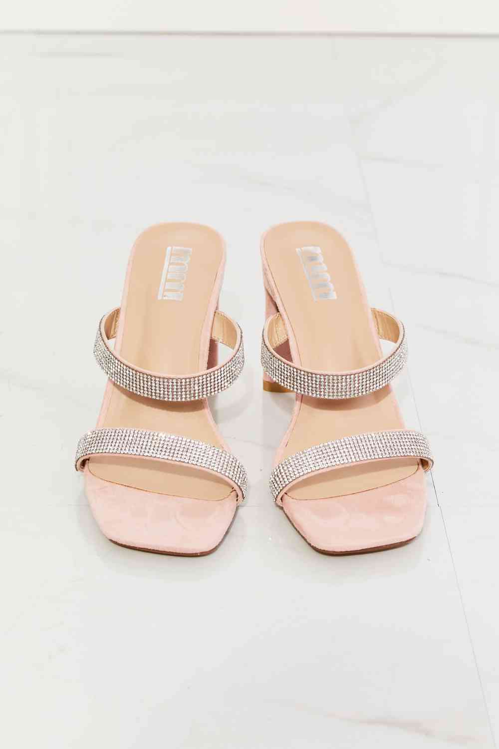 Leave A Little Sparkle Rhinestone Block Heel Sandal in Pink - Accessories - Shoes - 4 - 2024