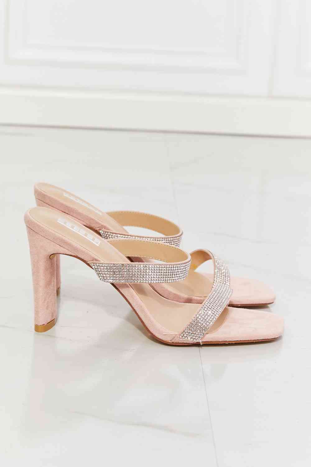 Leave A Little Sparkle Rhinestone Block Heel Sandal in Pink - Accessories - Shoes - 5 - 2024