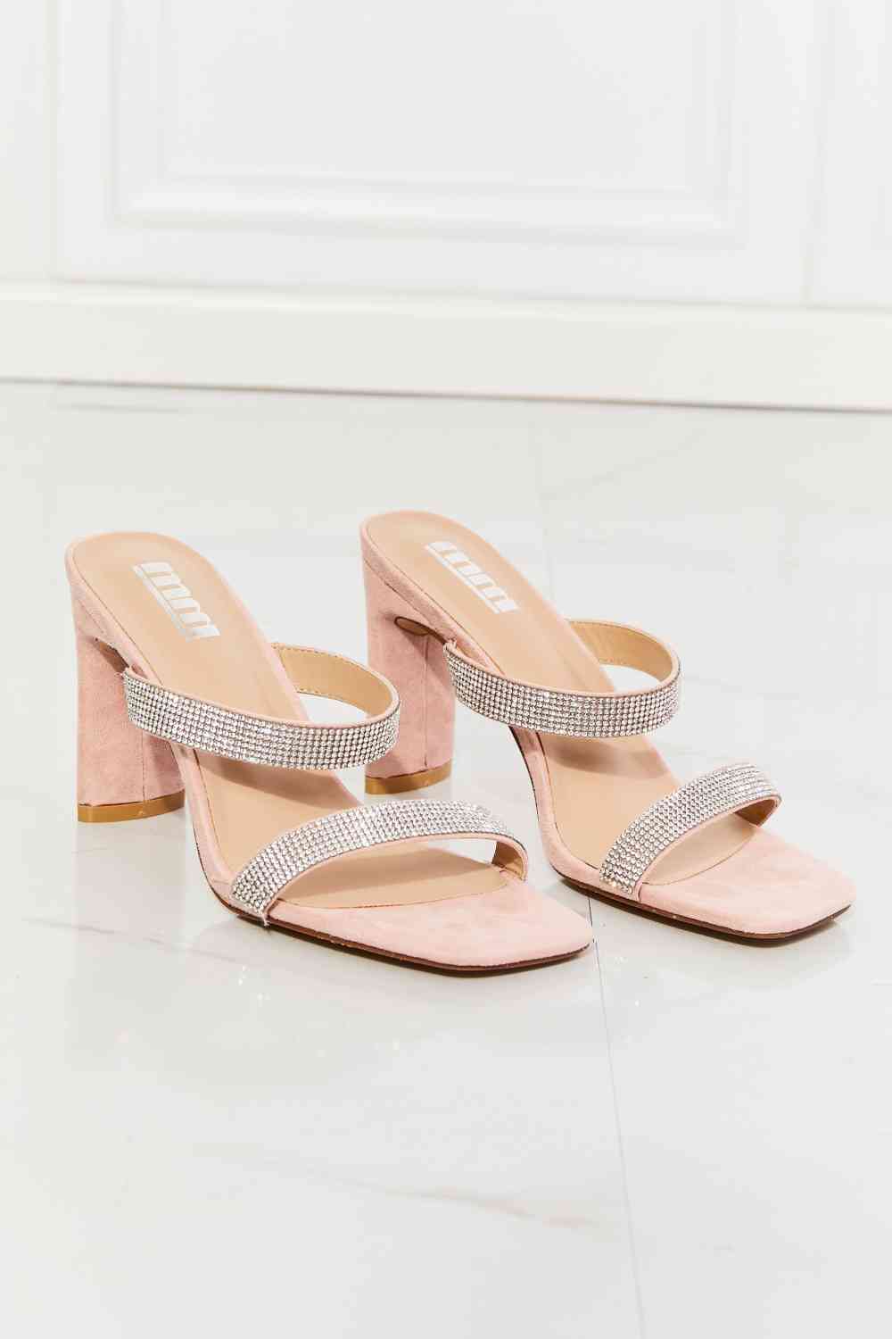 Leave A Little Sparkle Rhinestone Block Heel Sandal in Pink - Accessories - Shoes - 6 - 2024