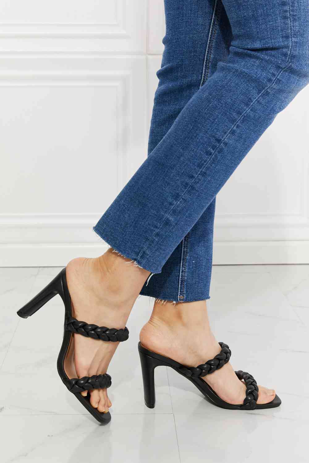 In Love Double Braided Block Heel Sandal in Black - Accessories - Shoes - 3 - 2024
