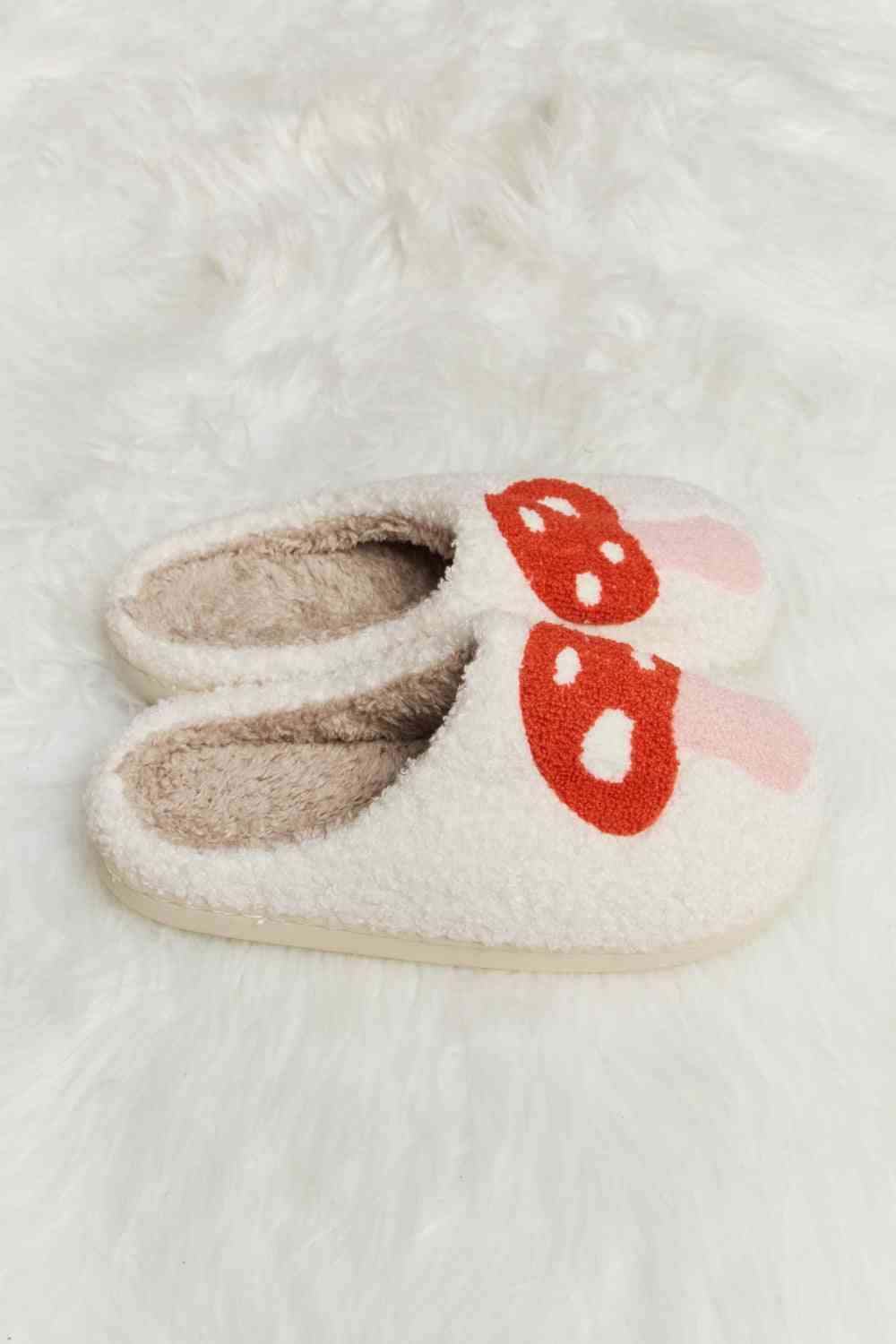 Mushroom Print Plush Slide Slippers - Accessories - Shoes - 6 - 2024
