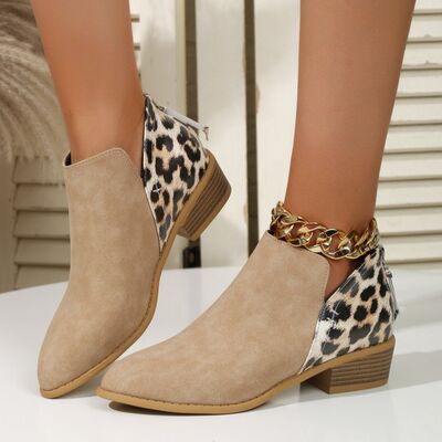 PU Leather Leopard Low Heel Boots - Khaki / 36(US5) - Accessories - Shoes - 1 - 2024