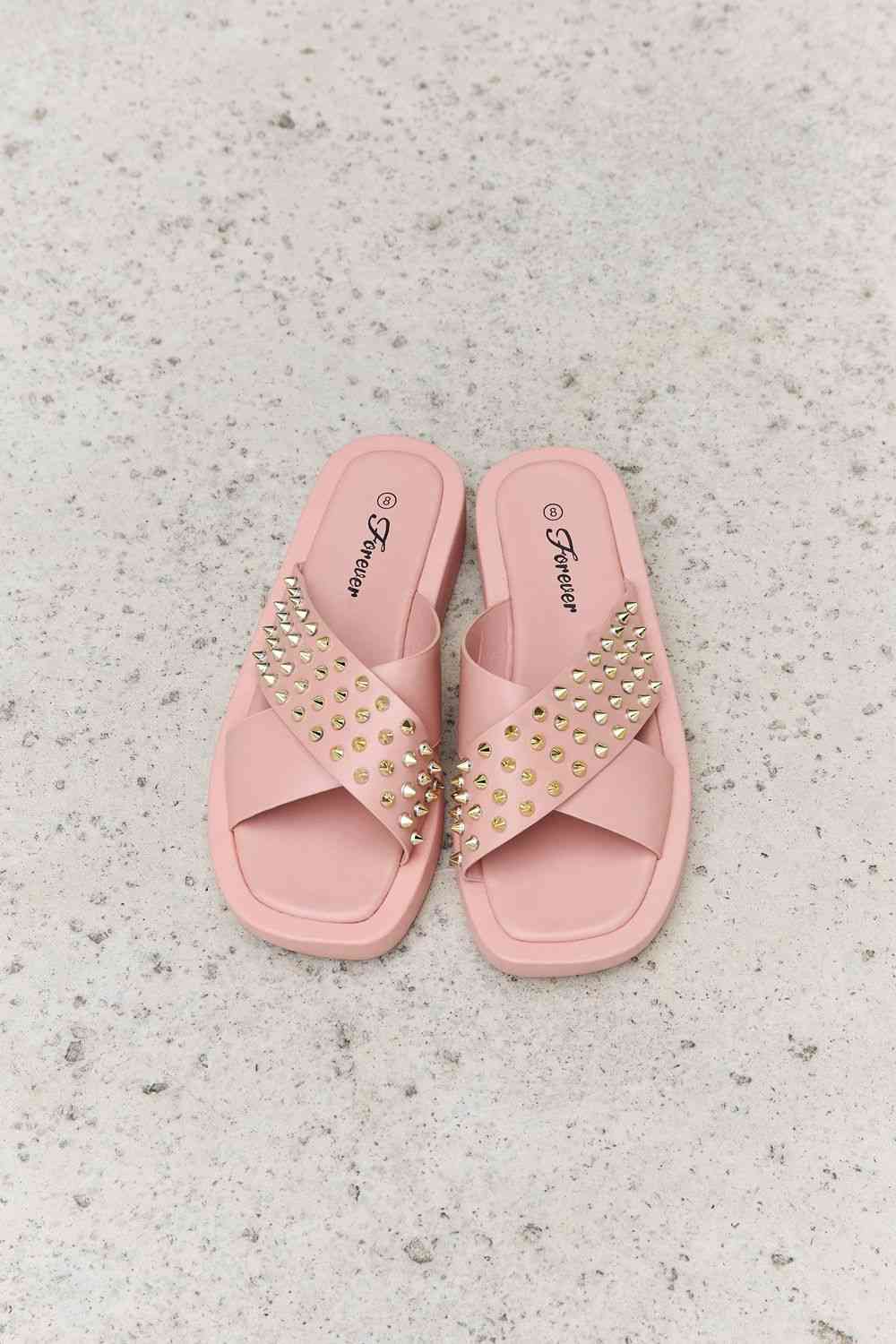Studded Cross Strap Sandals in Blush - Accessories - Shoes - 6 - 2024