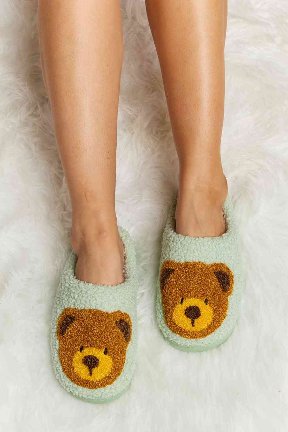 Teddy Bear Print Plush Slide Slippers - Accessories - Shoes - 32 - 2024