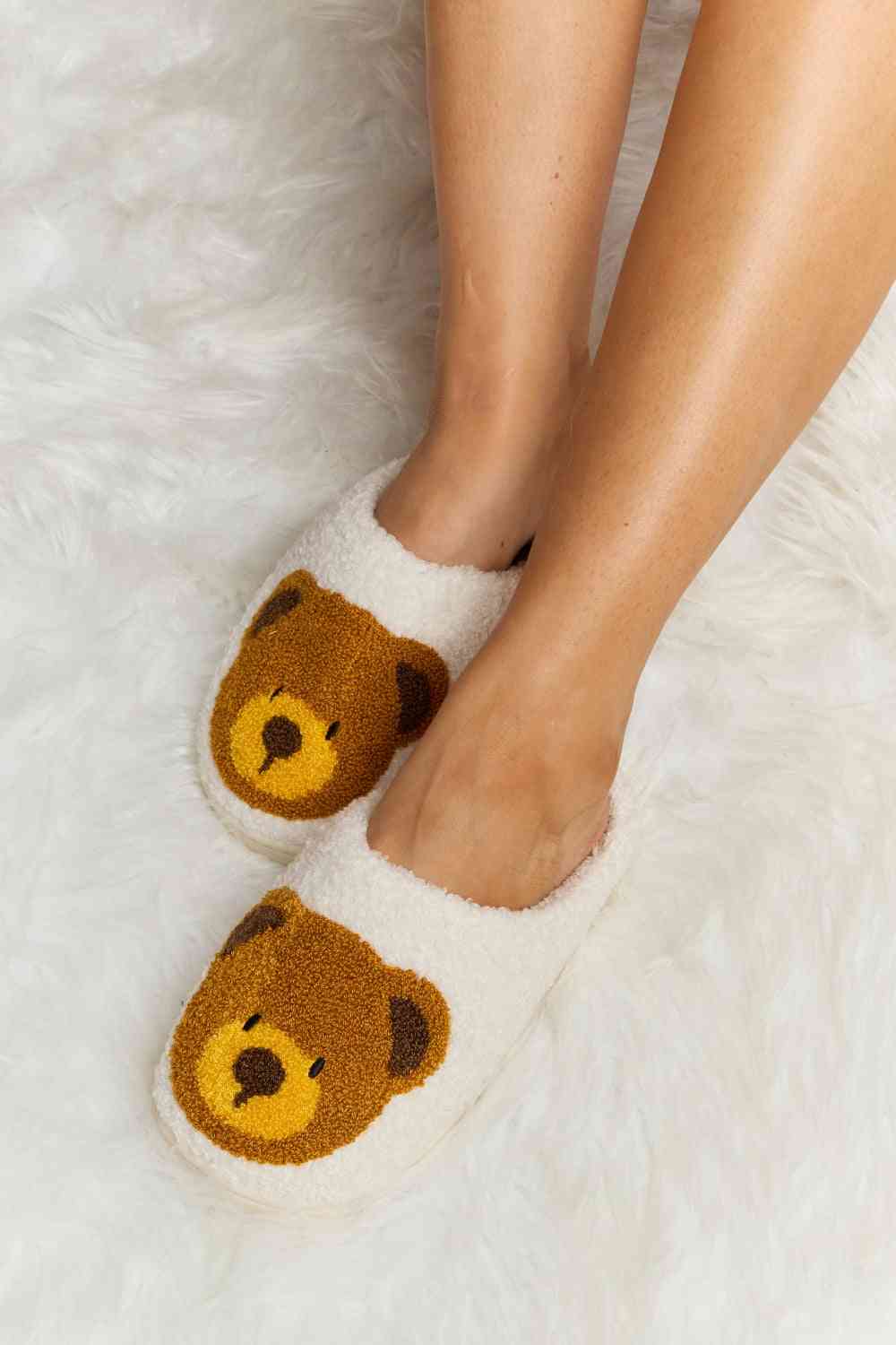 Teddy Bear Print Plush Slide Slippers - Accessories - Shoes - 21 - 2024