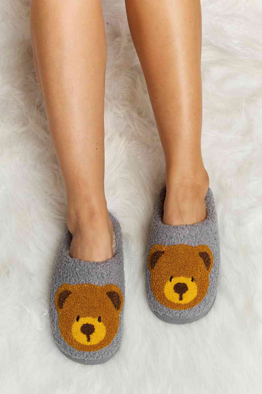 Teddy Bear Print Plush Slide Slippers - Accessories - Shoes - 9 - 2024