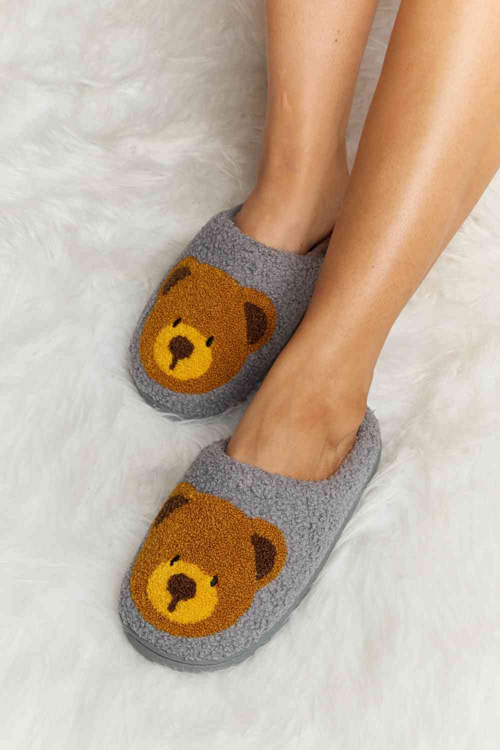 Teddy Bear Print Plush Slide Slippers - Accessories - Shoes - 8 - 2024