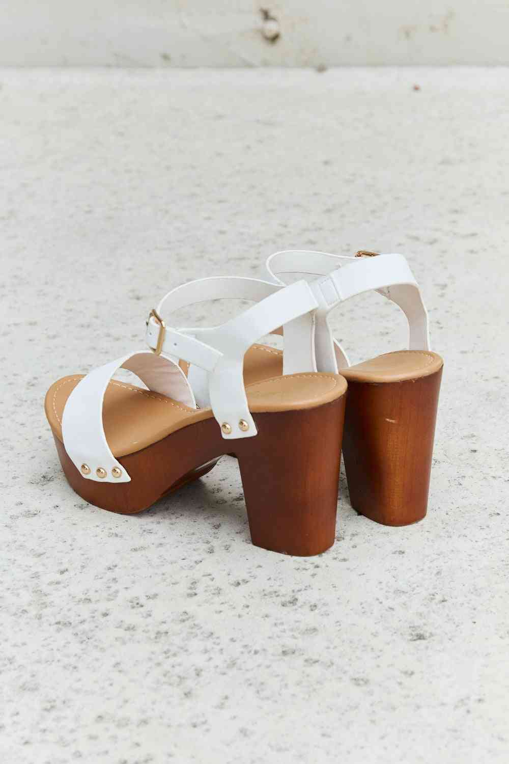 Time After Time Wooden Platform Strap Heels - Accessories - Shoes - 6 - 2024