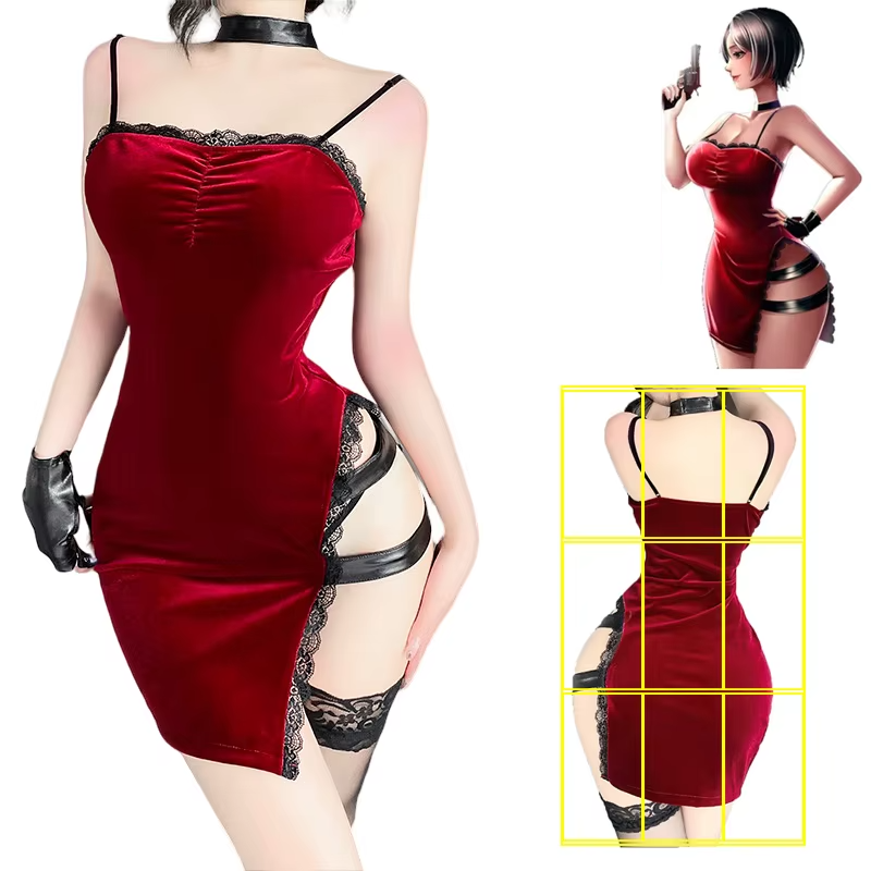 Ada Wong Resident Evil Cosplay Red Dress – Lace Cheongsam - Red / Free size - All Dresses - Costume Sets - 2024 - 2