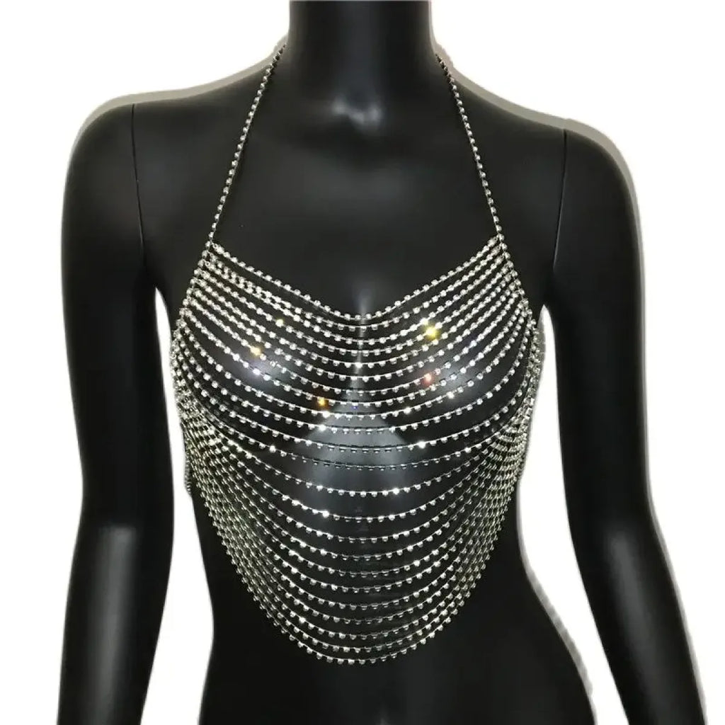 Shiny Harajuku Rhinestone Halter Top - Tops & Tees - Crop Tops - 5
