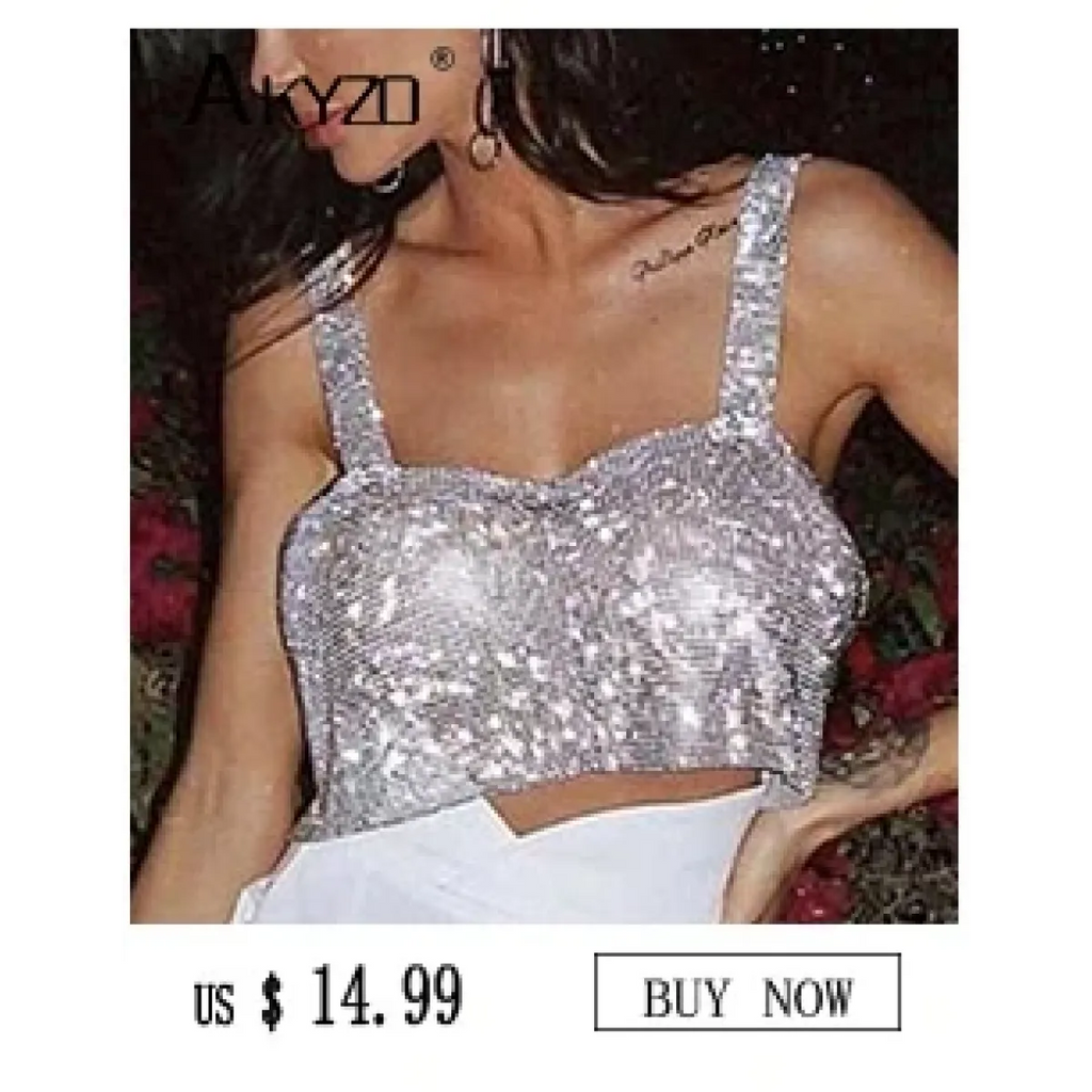 Shiny Harajuku Rhinestone Halter Top - Tops & Tees - Crop Tops - 8