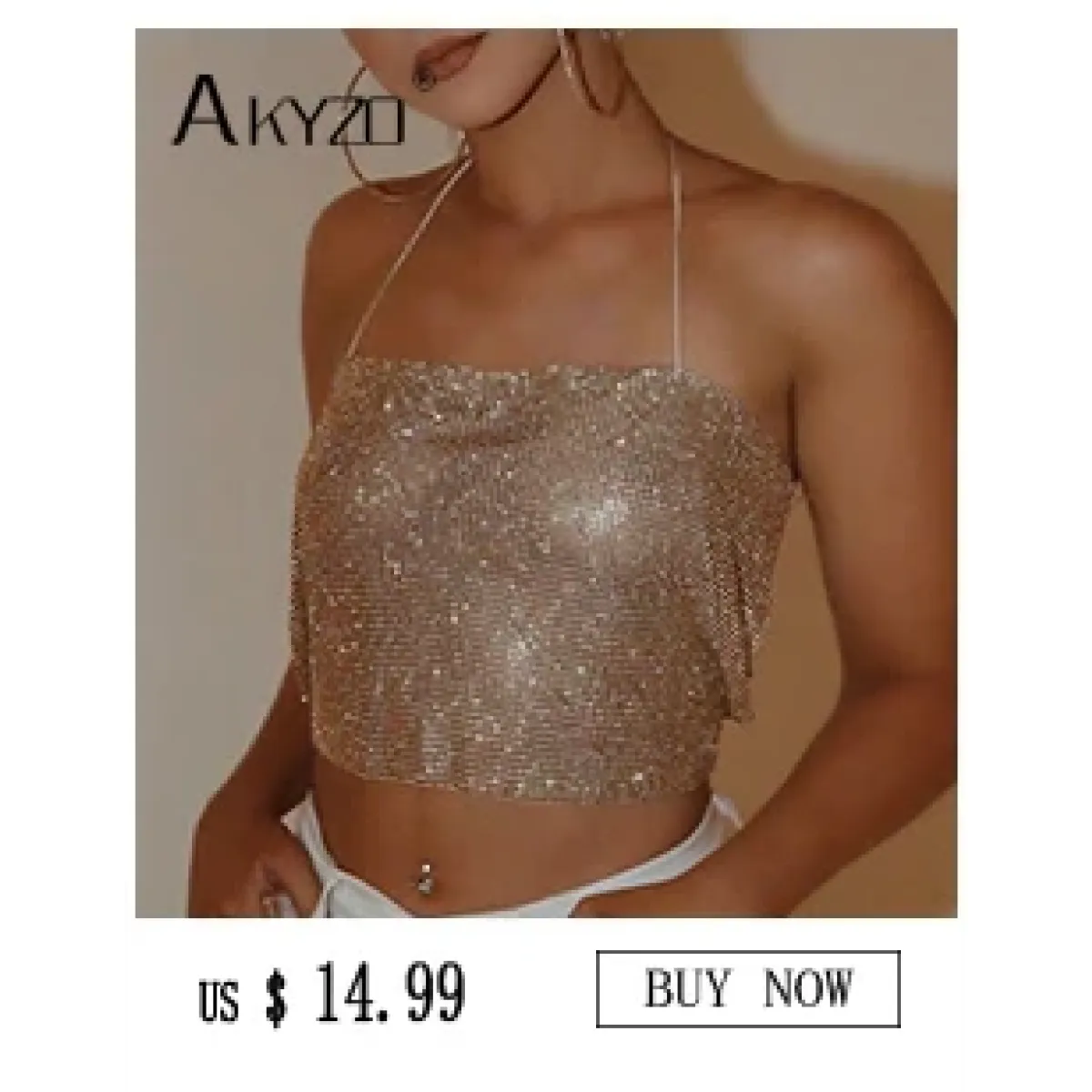 Shiny Harajuku Rhinestone Halter Top - Tops & Tees - Crop Tops - 14