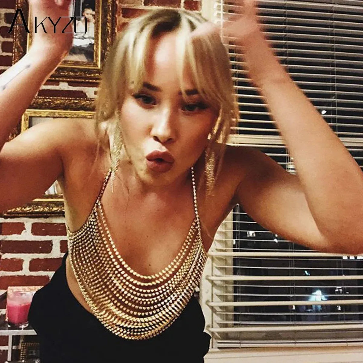 Shiny Harajuku Rhinestone Halter Top - Tops & Tees - Crop Tops - 3