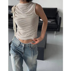 Lace-Up Mesh Ruched Tank Top - Women’s Clothing & Accessories - Tank Top / Cami - 3