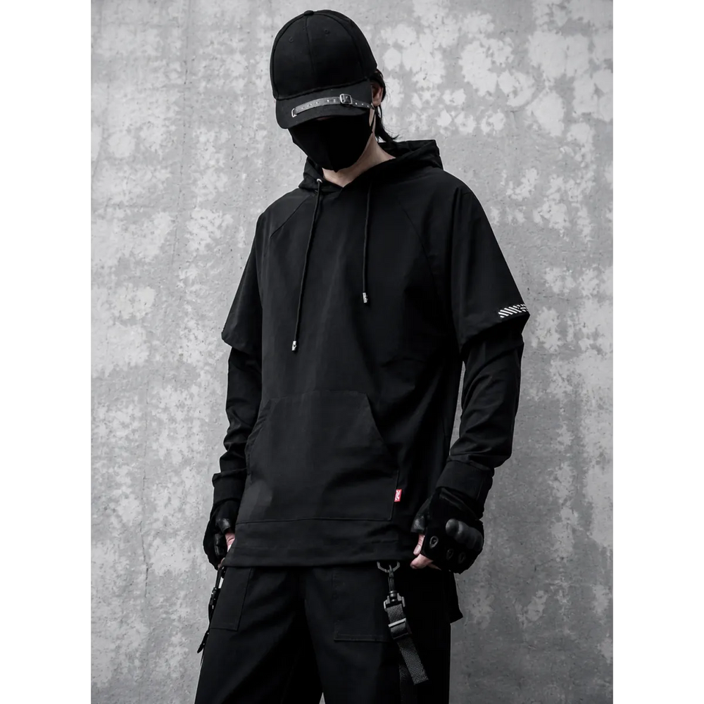 Layered Techwear Hoodie – Harajuku Streetwear - Hoodies & Sweatshirts - Hooded - Men’s Hoodies - 1