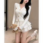 Y2K Kawaii Knitted Two-Piece Set – Elegant Mini Skirt Suit - Bottoms - Short - Round - Clothing Sets - 5