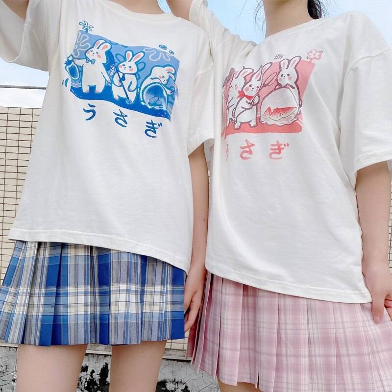 Aesthetic Bunny Print T - T-Shirts - Shirts & Tops - 28 - 2024