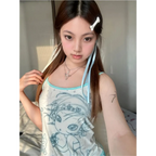 Aesthetic Sweet Tank Top - Sleeveless Japanese Cartoon Print - Women’s Clothing & Accessories - 1