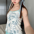 Aesthetic Sweet Tank Top - Sleeveless Japanese Cartoon Print - Women’s Clothing & Accessories - 6