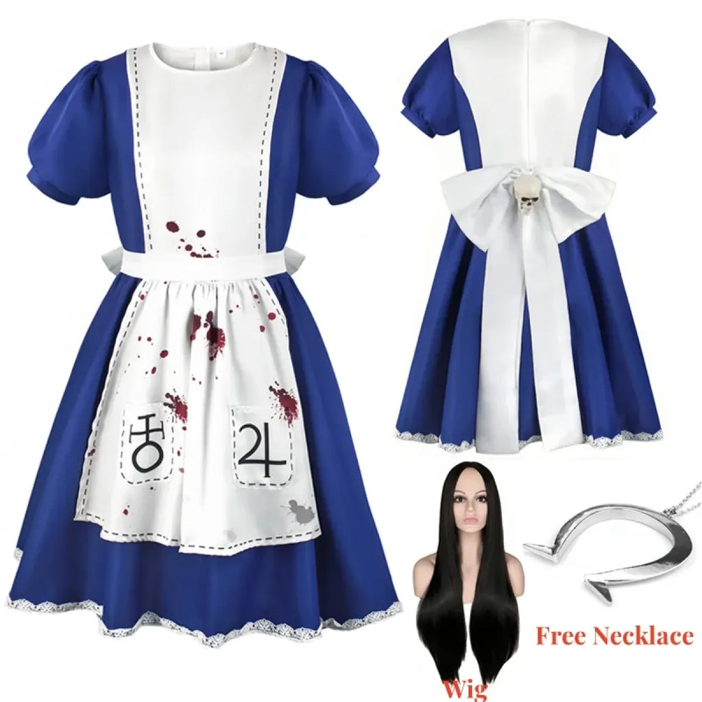 Madness Returns Alice Cosplay Costume Dress with Apron and Wig for Women - All Dresses - Cosplay - 1