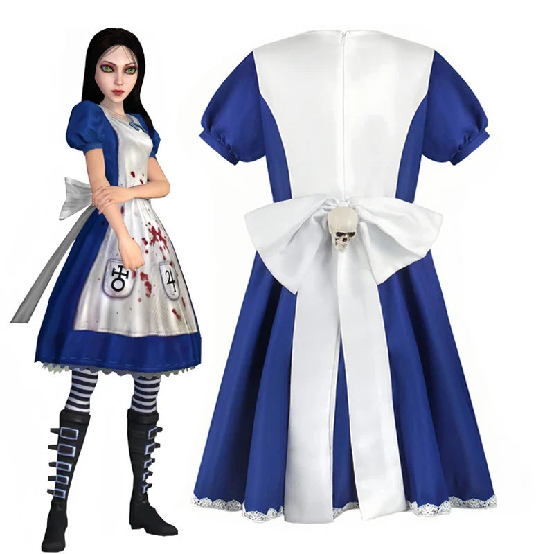 Madness Returns Alice Cosplay Costume Dress with Apron and Wig for Women - All Dresses - Costumes - 2024 - 2