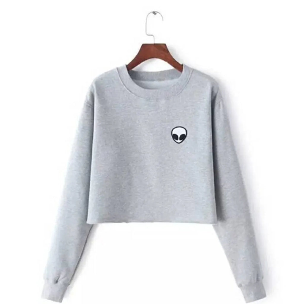 Alien Fleece Crop Top Sweater - Sweaters - 13