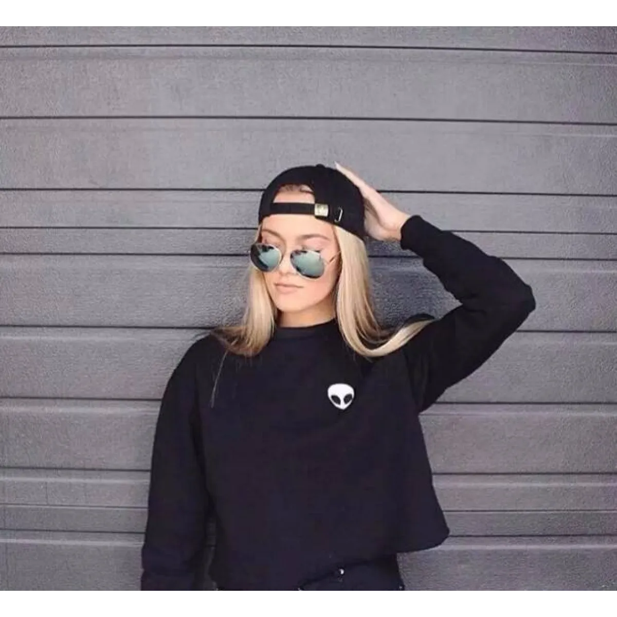 Alien Fleece Crop Top Sweater - Sweaters - 3